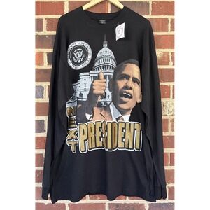 Obama Black History Shirt Mens 4XL Black Graphic T-Shirt Long Sleeve Tee